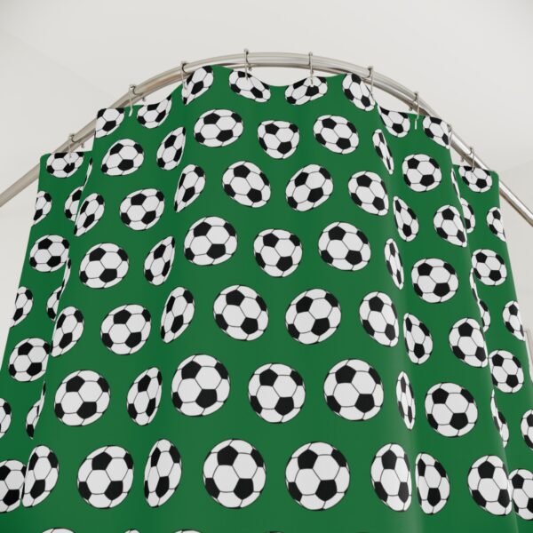 Green Soccer Shower Curtain - Image 3