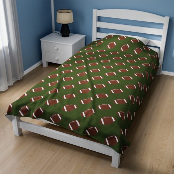 Green Velveteen Football Blanket - Image 2