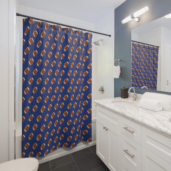 Blue Football Shower Curtain - Image 4