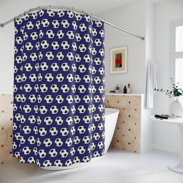 Blue Soccer Shower Curtain