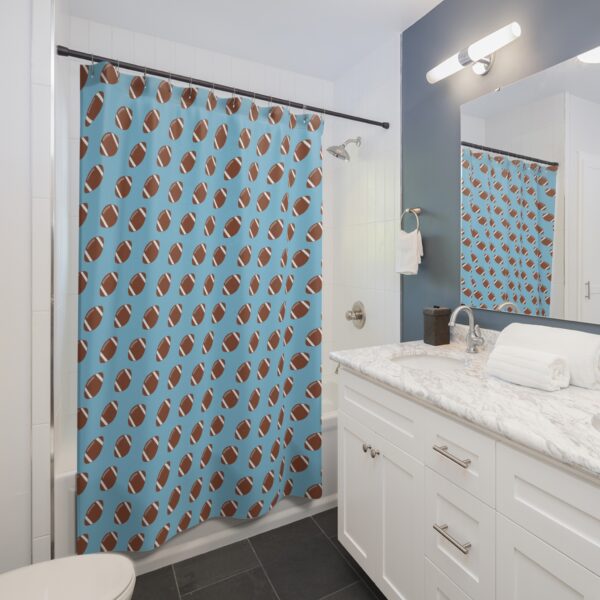 Blue Football Shower Curtain - Image 4