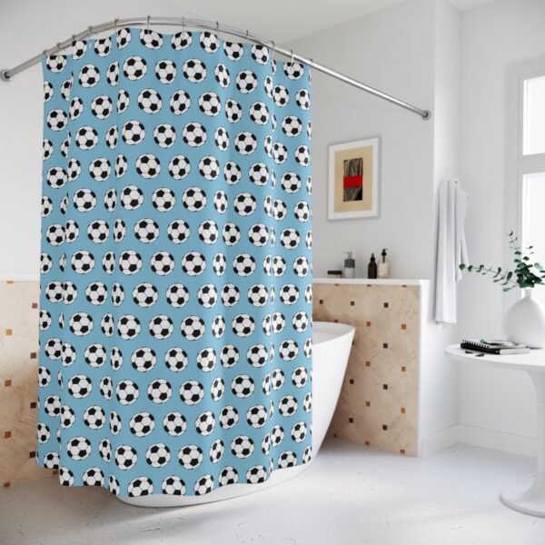 Blue Soccer Shower Curtain