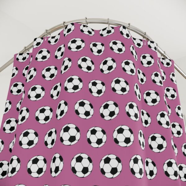 Pink Soccer Shower Curtain - Image 3