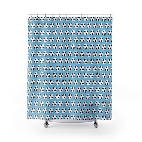 Blue Soccer Shower Curtain - Image 2