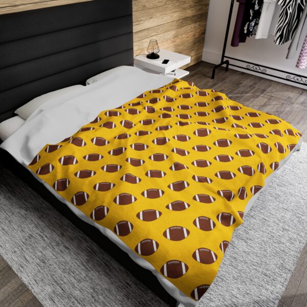 Yellow Velveteen Football Blanket - Image 4