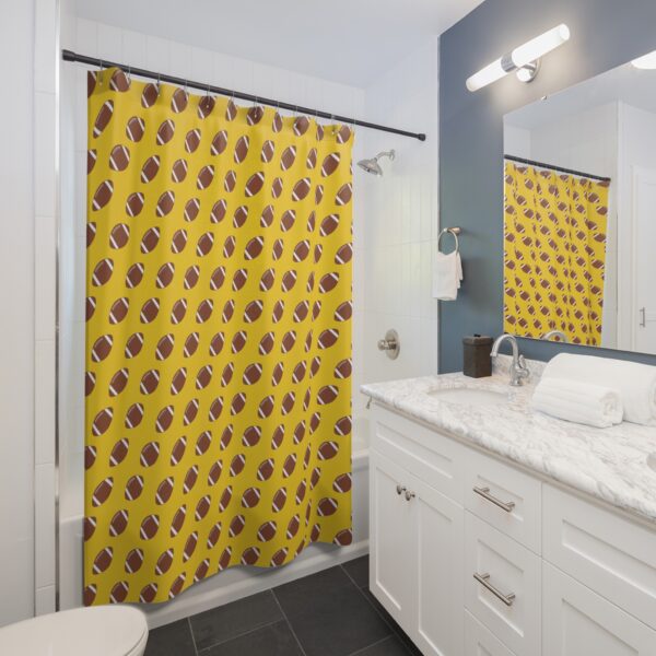 Yellow Football Shower Curtain - Image 4