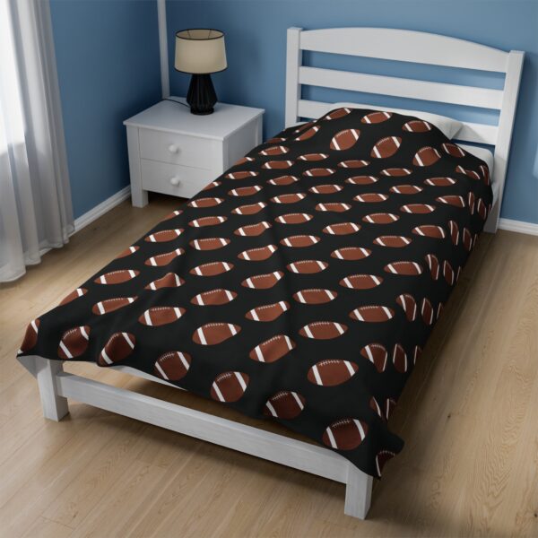 Black Velveteen Football Blanket - Image 2