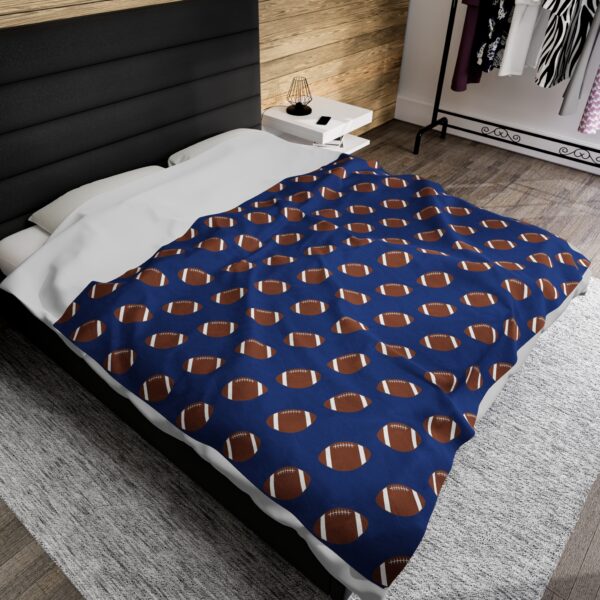 Blue Velveteen Football Blanket - Image 4