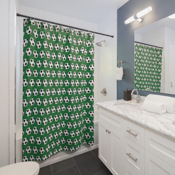 Green Soccer Shower Curtain - Image 4