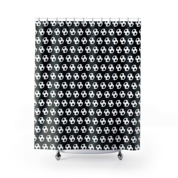 Black Soccer Shower Curtain - Image 2